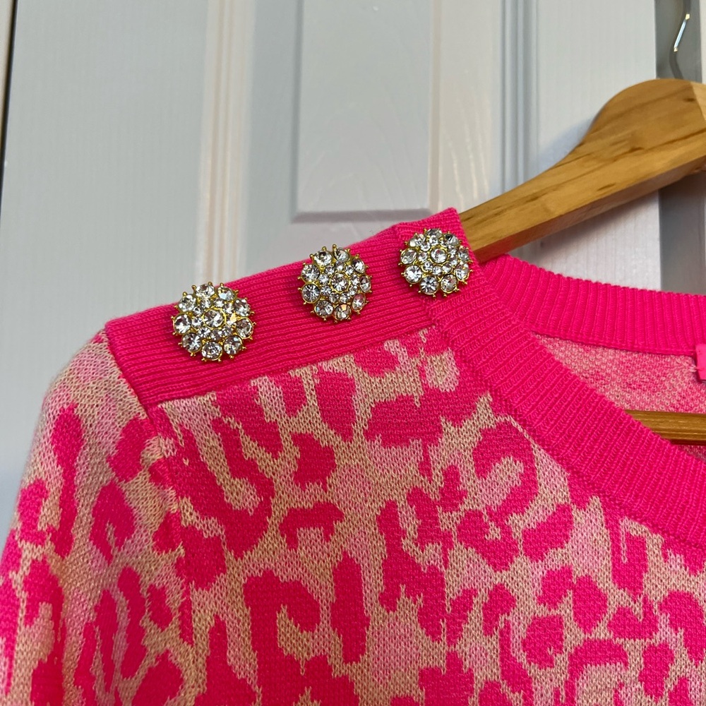 Lilly Pulitzer Morgen Pink Leopard Sweater - Picture 2 of 4